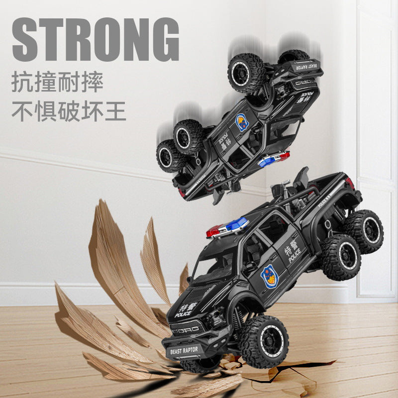 1:24 Ford Raptor Police Car Alloy Pull Back With Sound And Light City Special Vehicle Chenghai Wholesale Dropshipping