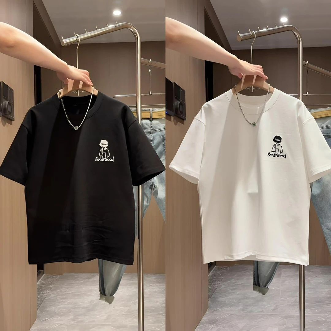 2025 New Summer Casual Men&#039;s Short-Sleeved T-Shirt, Fashionable And Versatile Cartoon Printed Half-Sleeved Bottoming Shirt, Simple And Trendy