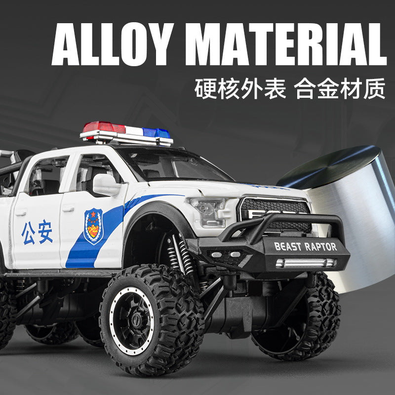 1:24 Ford Raptor Police Car Alloy Pull Back With Sound And Light City Special Vehicle Chenghai Wholesale Dropshipping