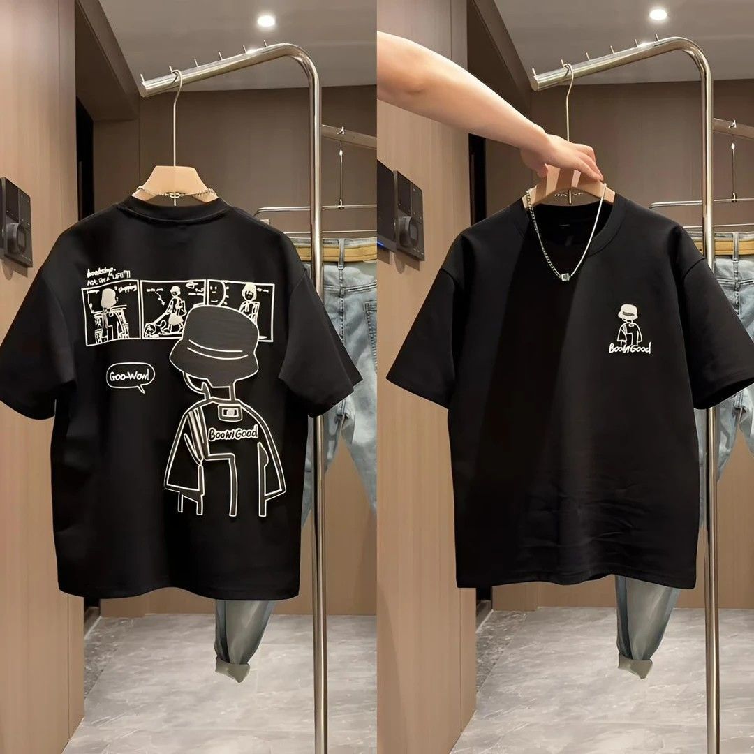 2025 New Summer Casual Men&#039;s Short-Sleeved T-Shirt, Fashionable And Versatile Cartoon Printed Half-Sleeved Bottoming Shirt, Simple And Trendy